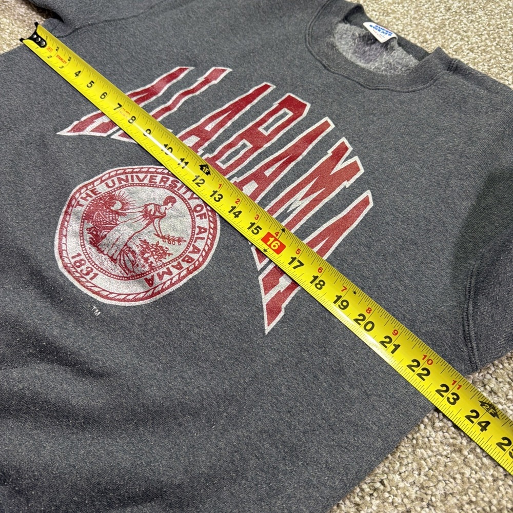 Alabama Crimson Tide Sweatshirt Vintage 80s Large Jerzees Gray Essential Retro - Picture 5 of 6